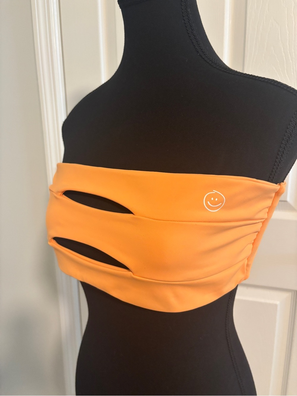 Smile Club Orange Cutout Workout Top Y2K Activewear